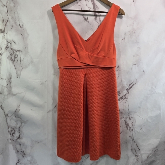 Anthropologie Dress Womens 8 Medium Orange Armour Cross Front Jacquard Mini - Picture 1 of 10
